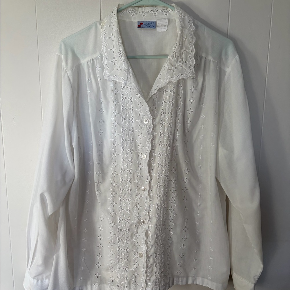 Vintage ‘80’s White Lace Women's Top
